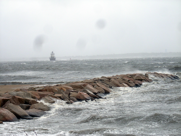 Butlers Flat Lighthouse - Hurricane Irene - 8-28-2011 - New Bedford, Ma - www.WhalingCity.net